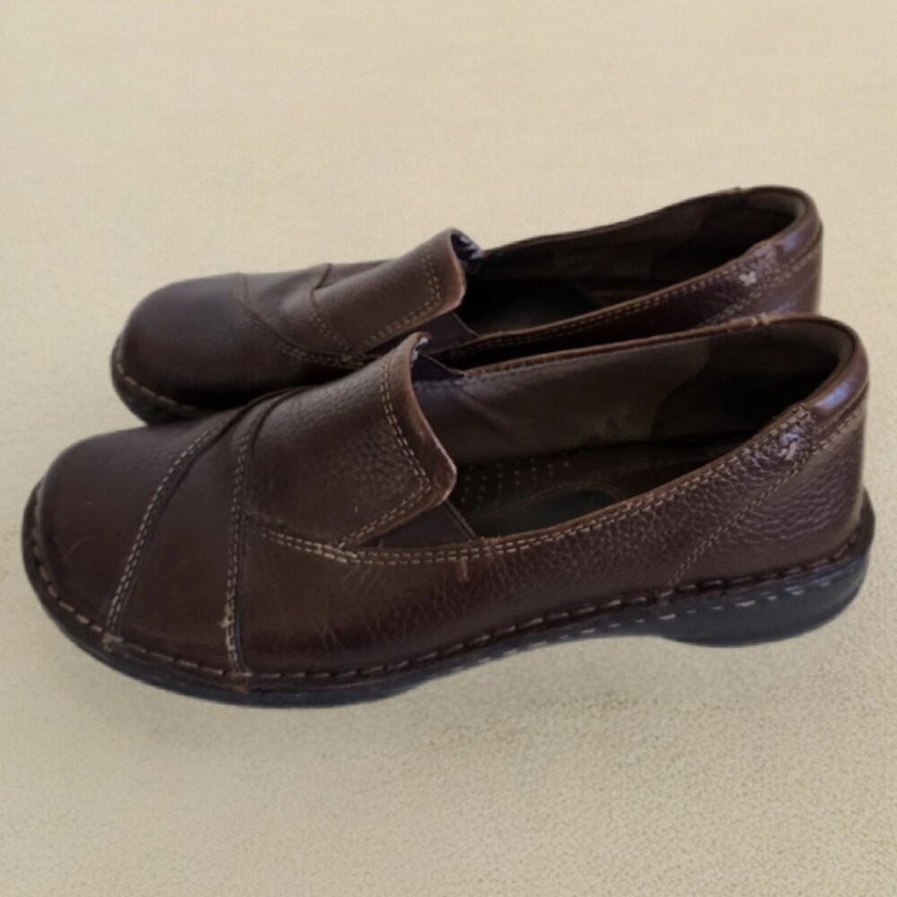 Michel M Brown Leather Slip On Comfort Loafers Women’s 10M